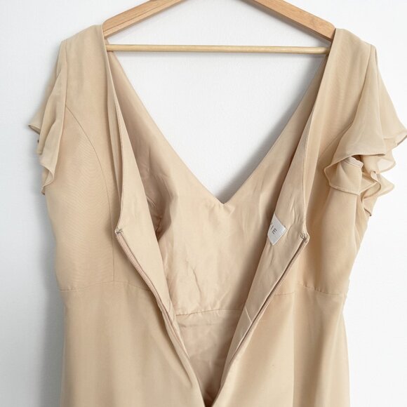 Azazie Omari Champagne A-Line Bridesmaid Dress - Size 24 - Picture 6 of 13